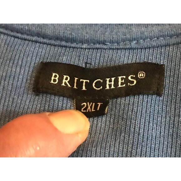 Britches Mens 2XLT Tall Blue Colorblock Quarter Zip Pullover Sweatshirt - Picture 2 of 5